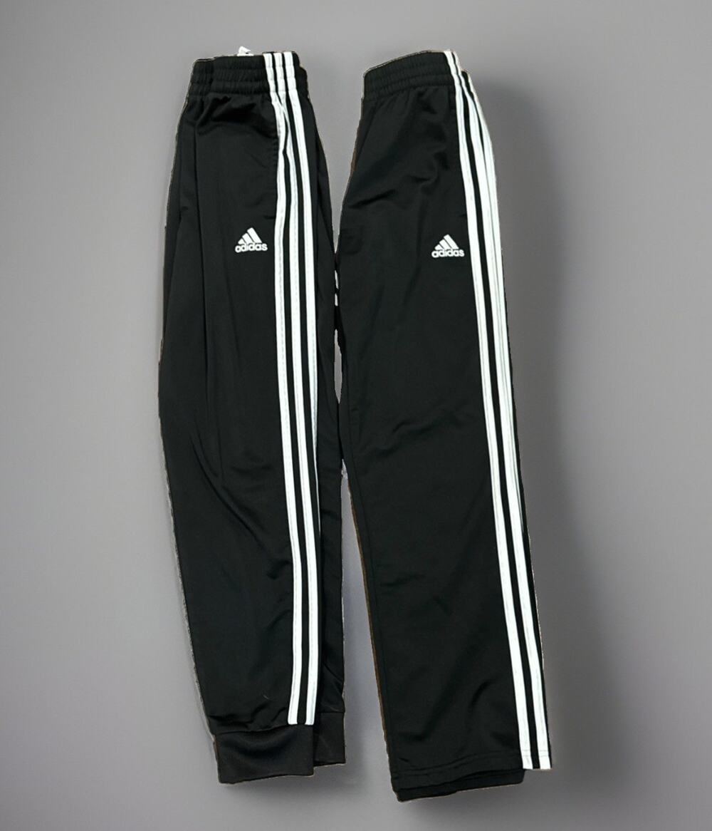 Adidas Youth Boys M 10-12 Lot of 2 Athletic Pants Black Gray Joggers